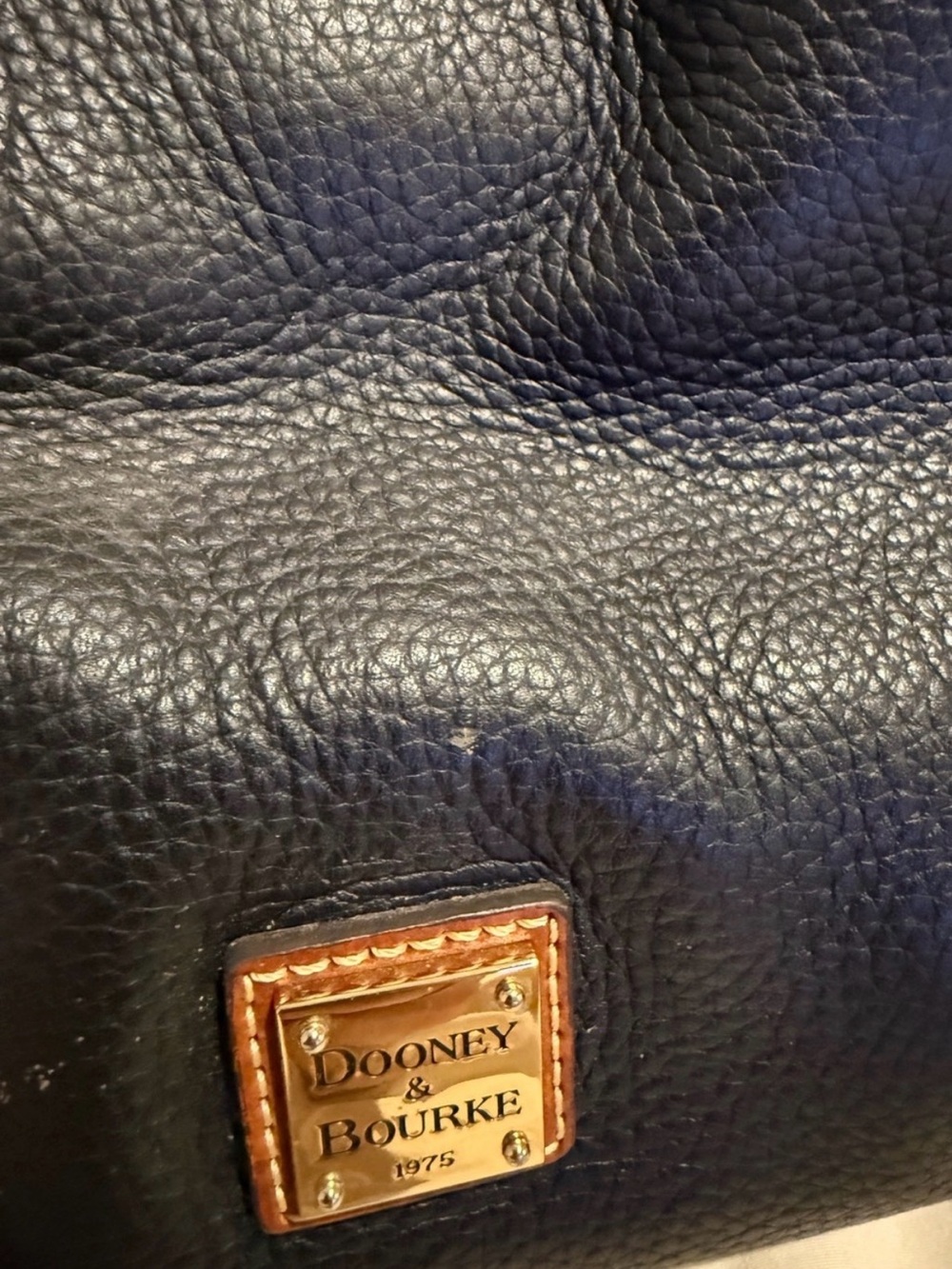 Dooney & Bourke Black Pebble Leather Satchel Handbag Brown Trim - Picture 12 of 13